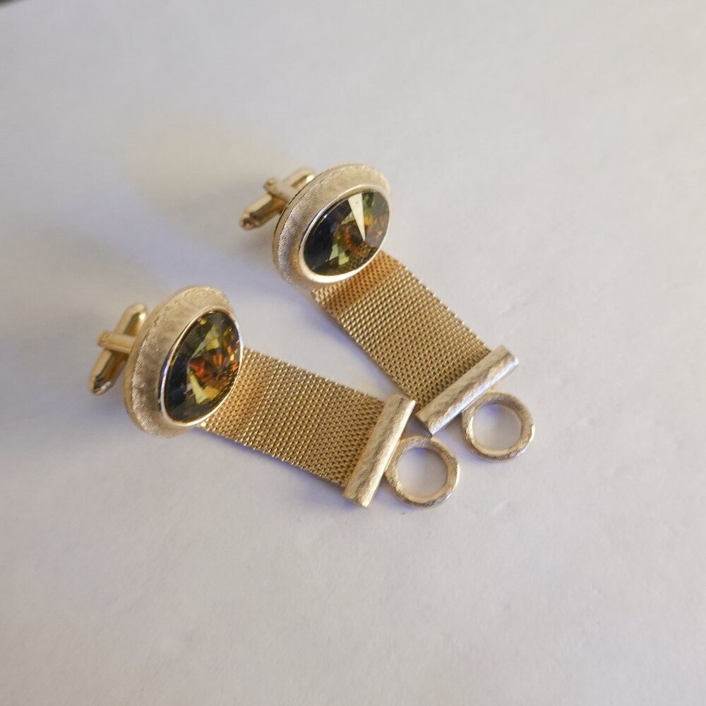 Vintage Mid-Century Crystal Prism Cuff Links
